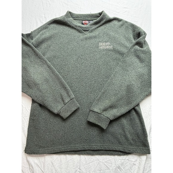 Harley-Davidson Other - Vintage Harley Davidson Mens XL Green Textured Knit Long Sleeve Pullover Shirt